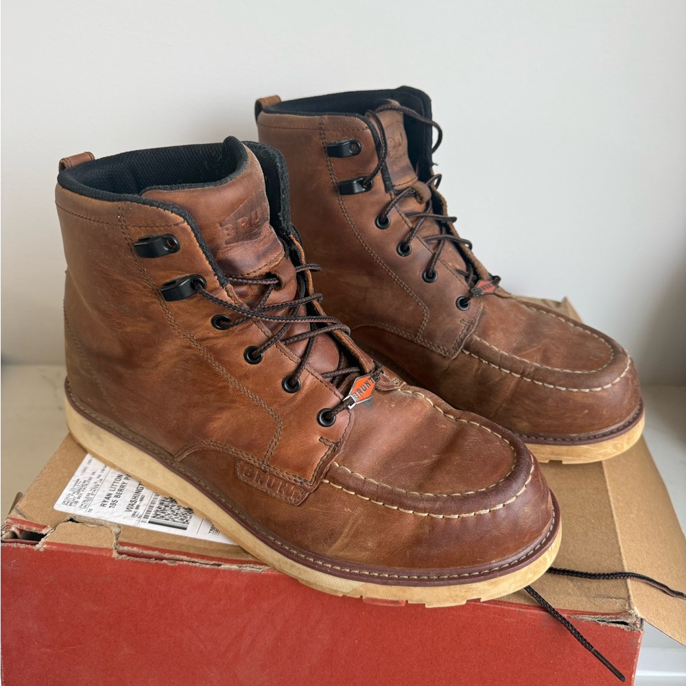 Mens Brown Leather Brunt Boots